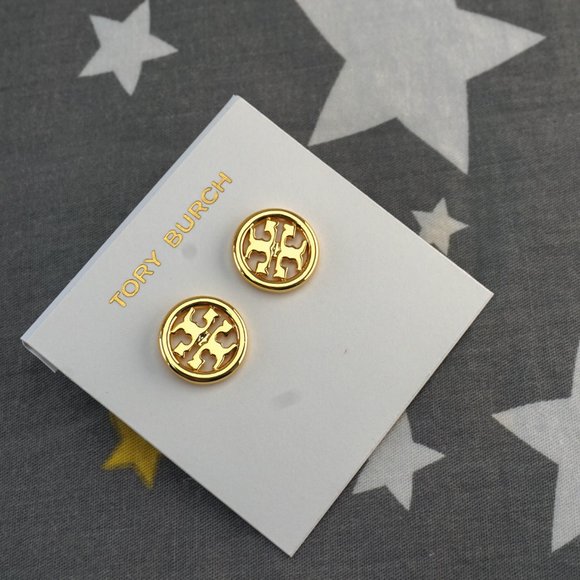 SALE: Tory Burch Miller Large Logo Stud Earrings (New with Dust Bag) - Picture 2 of 5